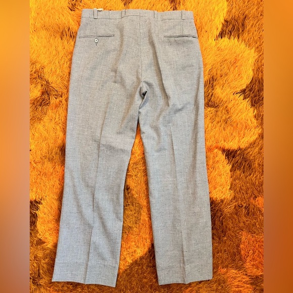 70s Woven Tweed Light Gray Trousers - Picture 2 of 4